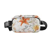 Marsupio rustico, con peonie arancioni, da donna, da uomo, a tracolla, per lo sport, per escursioni, Colore 15, 1 Size