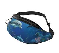 Marsupio Sea Sunset Flying Dragon per uomo e donna, borsa a tracolla regolabile, adatto per viaggi, escursionismo, escursionismo, corsa, Mondo sottomarino Delfini Corallo, Taglia unica