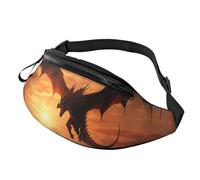 Marsupio Sea Sunset Flying Dragon per uomo e donna, borsa a tracolla regolabile, adatto per viaggi, escursionismo, escursionismo, corsa, Drago volante al tramonto sul mare, Taglia unica