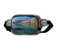 Marsupio Seaside Town, con tracolla regolabile, borsa a tracolla, tessuto twill, marsupio, per allenamento all'aperto, viaggi, casual, corsa, escursionismo, ciclismo.