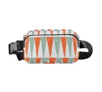 Marsupio semplice con motivo geometrico, arancione e verde, alla moda, per donne, uomini, adolescenti, impermeabile, antifurto, con cinghia regolabile, per shopping, sport, lavoro
