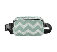 Marsupio semplice geometrico a zigzag verde alla moda per donne uomini mini marsupio cintura con cinghia regolabile per viaggi vacanze corsa