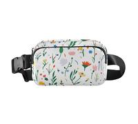 Marsupio semplice primaverile fresco floreale alla moda per donne uomini adolescenti grande capacità borsa a tracolla antifurto con cinghia regolabile per viaggi, shopping, corsa