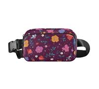 Marsupio semplice primaverile fresco floreale bordeaux alla moda per uomo donna borsa a tracolla resistente all'acqua con tracolla regolabile per viaggi, corsa, escursionismo