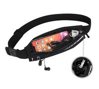 Marsupio sottile impermeabile per donne e uomini, cintura da corsa regolabile senza rimbalzo, marsupio leggero per cellulare, per jogging, allenamento, viaggi, cintura per soldi, nero