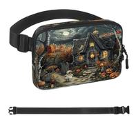 Marsupio spaventoso di Halloween Street per donne e uomini, borsa a tracolla con tasche con cerniera, marsupio impermeabile con cinturino regolabile per allenamento, corsa, viaggi, escursionismo,