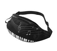 Marsupio sportivo con bandiera del Canada e marsupio casual, regolabile, unisex, per escursionismo/corsa/ciclismo, Nota musicale bianca e nera, Taglia unica