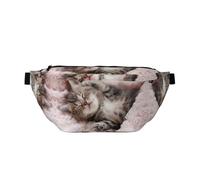 Marsupio sportivo con stampa di gatto che dorme, grande marsupio a tracolla per donne e uomini, borsa da viaggio per allenamento