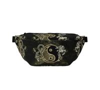 Marsupio sportivo con stampa Yin Yang con drago e tigre, grande, per attività all'aria aperta, per donne e uomini, da viaggio, per allenamento