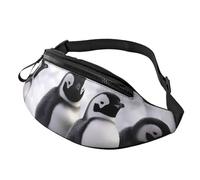 Marsupio sportivo impermeabile alla moda con pinguini giovani con neve, marsupio alla moda con cinghia regolabile, grande borsa a tracolla per viaggi ed escursioni