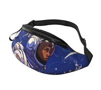 Marsupio sportivo impermeabile con astronauta nero su sfondo blu, alla moda, con cinghia regolabile, grande borsa a tracolla per viaggi ed escursioni