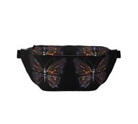 Marsupio stampato con farfalla misteriosa con grande capacità e doppie tasche, adatto per viaggi e sport.