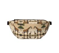 Marsupio stampato con giraffa madre e bambino con grande capacità e doppie tasche, adatto per viaggi e sport.