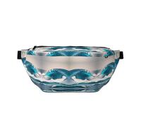 Marsupio stampato con onde marine blu fumetto con grande capacità e doppie tasche, adatto per viaggi e sport.