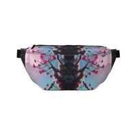 Marsupio stampato con piccoli fiori rosa con grande capacità e doppie tasche, adatto per viaggi e sport.