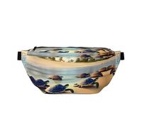 Marsupio stampato con tartarughe sulla spiaggia con grande capacità e doppie tasche, adatto per viaggi e sport.