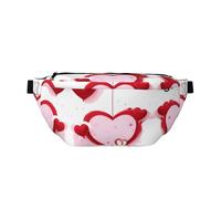 Marsupio stampato Little Red Heart con grande capacità e doppie tasche, adatto per viaggi e sport.