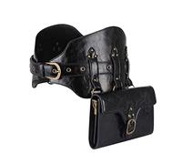 Marsupio Steampunk Marsupio Moda Gotico PU Pelle Hip Belt Borsa Da Viaggio Escursionismo Borse Sportive per Le Donne Steampunk Fanny Pack Uomo, Nero