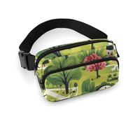Marsupio stile fattoria disegno marsupio per donne uomini marsupio impermeabile con cintura regolabile borsa a tracolla casual borsa da viaggio per sport corsa ciclismo, bianco, 20 x 13 cm, marsupio,