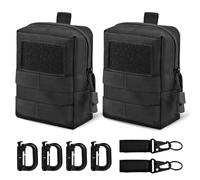 Marsupio Tattico, 2 Pezzi Borse Molle Piccole,Tattico Militare Borsello da Cintura,Marsupio Uomo da Cintura con 4 Moschettoni + 2 Portachiavi,Piccola Custodia Tattica per Alpinismo, Outdoor, Campeggio