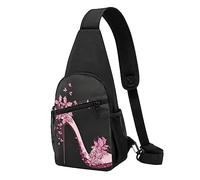 Marsupio tattico con stampa di scarpe floreali rosa, borsa da corsa, marsupio da ciclismo, nero, taglia unica, Multicolore, Taglia unica, Zaini Sling