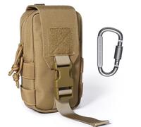 Marsupio tattico MOLLE - Organizer in nylon 1000D EDC, compatto marsupio per attrezzatura da esterno, accessori per escursionismo e campeggio con moschettone bonus (kaki)