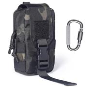 Marsupio tattico MOLLE - organizer in nylon 1000D EDC, compatto marsupio per attrezzi da esterno, accessori da trekking e campeggio con moschettone (nero mimetico)