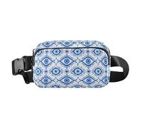 Marsupio tradizionale blu con occhio malvagio, elegante, unisex, multiuso, con cinghia regolabile, per viaggi, palestra, lavoro, Blu tradizionale malocchio, 1 size