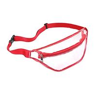 Marsupio trasparente da donna, piccolo marsupio trasparente carino con cinturino regolabile borsa trasparente borsa a tracolla in pelle approvata dallo stadio, Rosso, Taglia unica, Zaini da viaggio