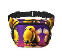 Marsupio tridimensionale a doppio strato quadrato con api per attività all'aperto come sport, viaggi, escursionismo, ciclismo, Nero , Taglia unica