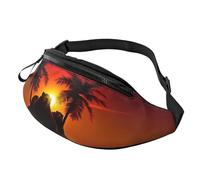 Marsupio tropicale con tramonto in vita, grande marsupio alla moda per donne e uomini, tasche sicure con cerniera regolabile, per viaggi, feste, sport, corsa, escursionismo, uso quotidiano, 3D, Taglia