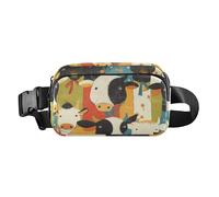 Marsupio unico in stile occidentale con mucca, alla moda, per uomo e donna, mini marsupio con cinghia regolabile, per viaggi, shopping, corsa