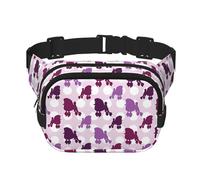 Marsupio unisex a pois viola con barboncino regolabile, quadrato, doppio strato, per attività all'aperto, viaggi, corsa, escursionismo, Nero , Taglia unica