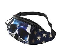 Marsupio unisex a righe blu con stampa teschio e stelle, accessorio da viaggio per occhiali da sole, portafogli, passaporti e chiavi