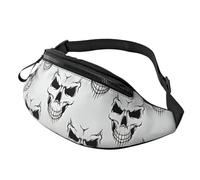 Marsupio unisex a tema Halloween monocromatico con testa di scheletro stampato, elegante, da viaggio, per escursionismo, ciclismo e corsa