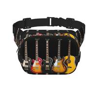 Marsupio unisex alla moda a forma di chitarra elettrica, elegante marsupio per allenamenti, corsa, viaggi ed escursioni, Nero , Taglia unica