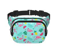 Marsupio unisex alla moda con fenicottero, gelato e frutta, elegante marsupio per allenamenti, corsa, viaggi ed escursioni, Nero , Taglia unica