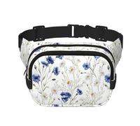 Marsupio unisex alla moda con fiori e fiordalisi, margherite, elegante marsupio per allenamenti, corsa, viaggi ed escursioni, Nero , Taglia unica