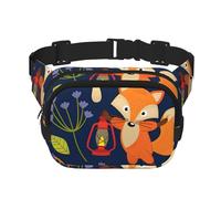 Marsupio unisex alla moda con grazioso animale e fiore di volpe, elegante marsupio per allenamenti, corsa, viaggi ed escursioni, Nero , Taglia unica