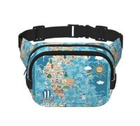 Marsupio unisex alla moda con mappa della Grecia, elegante marsupio per allenamenti, corsa, viaggi ed escursionismo, Nero , Taglia unica