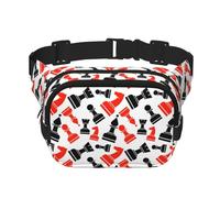 Marsupio unisex alla moda con motivo a scacchi, elegante marsupio per allenamenti, corsa, viaggi ed escursioni, Nero , Taglia unica