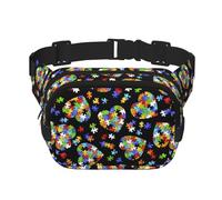 Marsupio unisex alla moda con pezzi di puzzle per la consapevolezza dell'autismo, marsupio alla moda per allenamenti, corsa, viaggi ed escursioni, Nero , Taglia unica