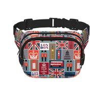 Marsupio unisex alla moda con simboli dell'Inghilterra, eleganti marsupi per allenamenti, corsa, viaggi ed escursioni, Nero , Taglia unica