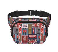 Marsupio unisex alla moda con simboli dell'Inghilterra, eleganti marsupi per allenamenti, corsa, viaggi ed escursioni, Nero , Taglia unica