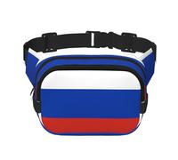 Marsupio unisex con bandiera della Russia, regolabile, quadrato, doppio strato, per attività all'aperto, viaggi, corsa, escursionismo, Nero , Taglia unica