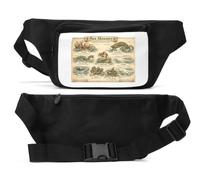 Marsupio unisex con mostri marini leggendari e creature mitiche, nero