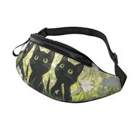 Marsupio unisex con motivo floreale con gatto carino e vita regolabile, marsupio vintage con motivo floreale alla moda, borsa a tracolla stampata per i genitori - borsa da afferrare rapidamente per