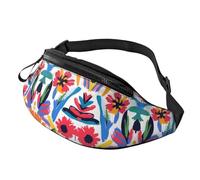 Marsupio unisex con motivo foglie acquerello, misura regolabile, motivo floreale, foglie astratte, borsa a tracolla stampata alla moda, borsa a tracolla urbana per carte di trasporto e piccoli, A23