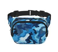 Marsupio unisex con motivo mimetico blu, regolabile, grande, da viaggio