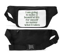 Marsupio unisex con scritta "I Am Going to Make A Beautiful Life for Myself", nero